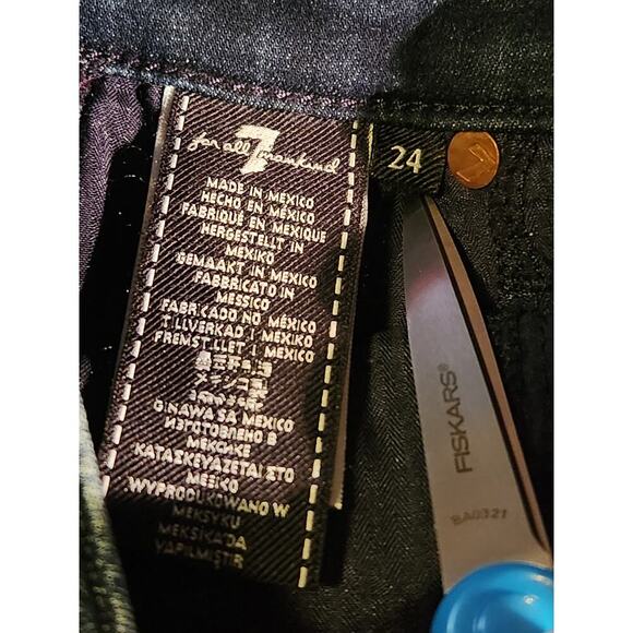 7 For All Mankind Womens Sz 24" High Waist Ankle Skinny Jeans Red Striped Sides - Picture 9 of 9